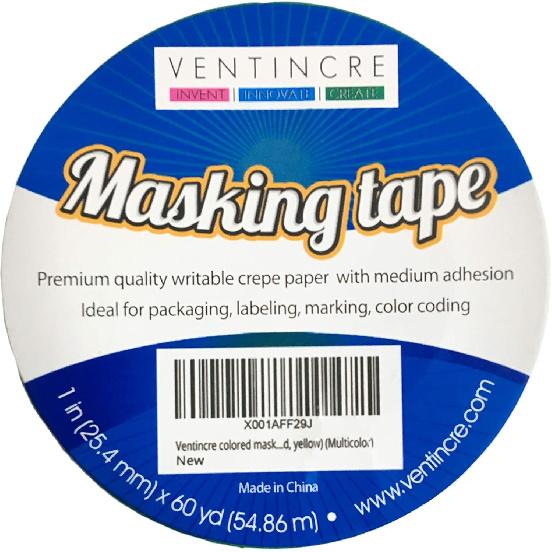 Assorted Color Tape for Crafting, 1 inch by 60 Yards, 5 Rolls, Colorful Masking and Washi Style Adhesive, Arts, Crafts, DIY Projects, Labeling,