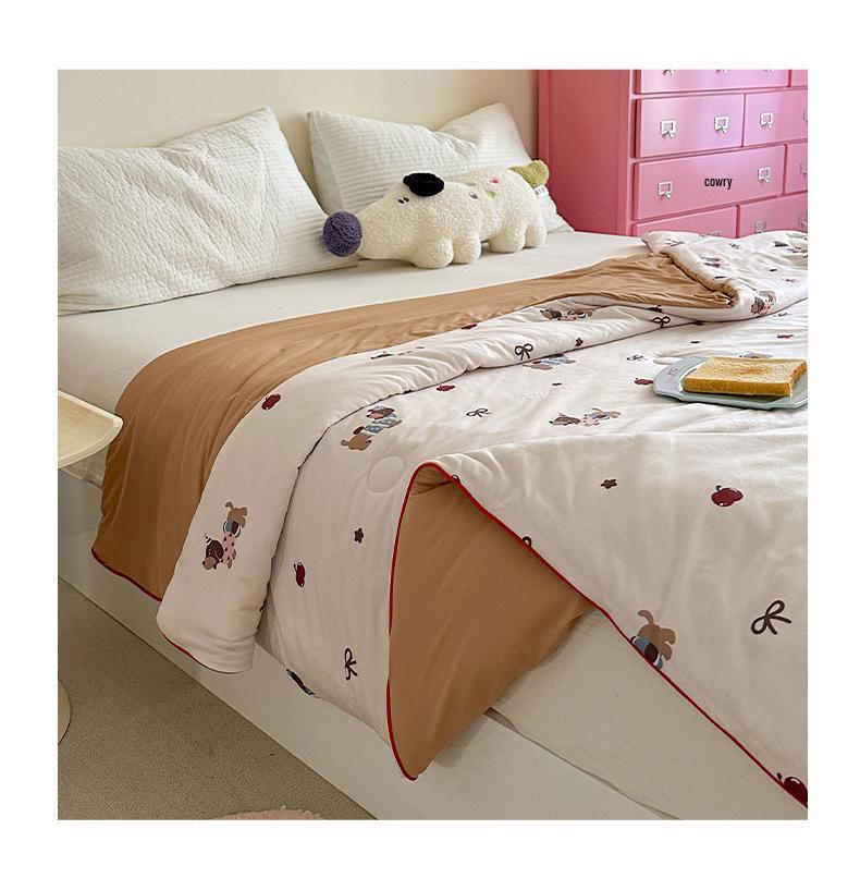 Cartoon Milk Knit Cotton Baby Quilt – Cooling Summer Blanket for Infants