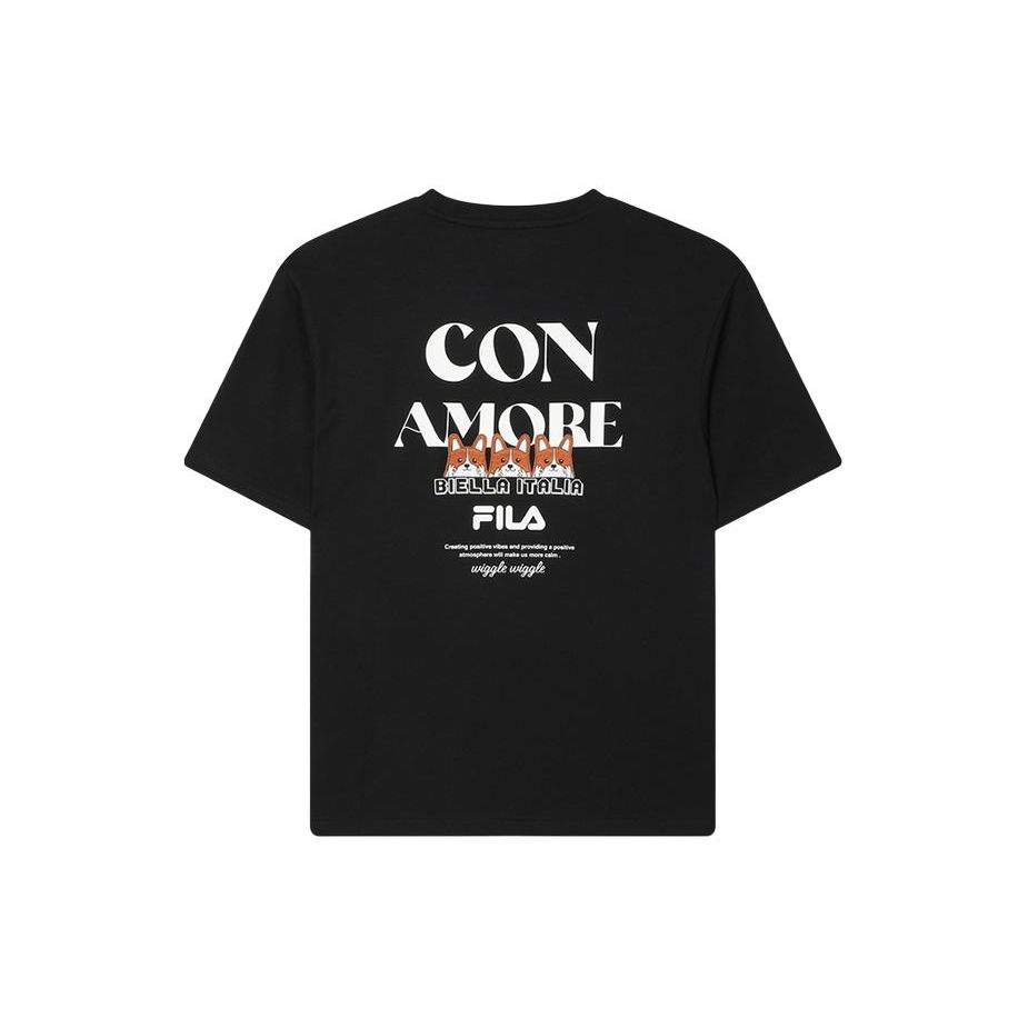 

FILA Letter Print Round Neck Pullover Short Sleeve T-Shirt Unisex Tops Black F11U429102FBK XXL