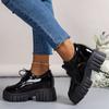Fashion Concise Chunk Heel Loafers Shoes Women Spring Autumn Black Pu Leather Loafers Shoes Woman Non Slip Wear Resistant Shoes Female