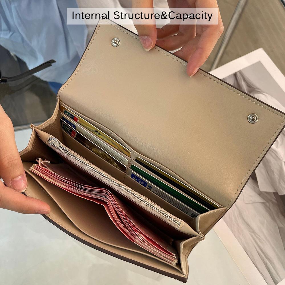 2025 Dámské peněženky z pravé kůže První vrstva hovězí kůže Dlouhá peněženka Dvoubarevné peněženky Psaníčka pro dámy Peněženky
