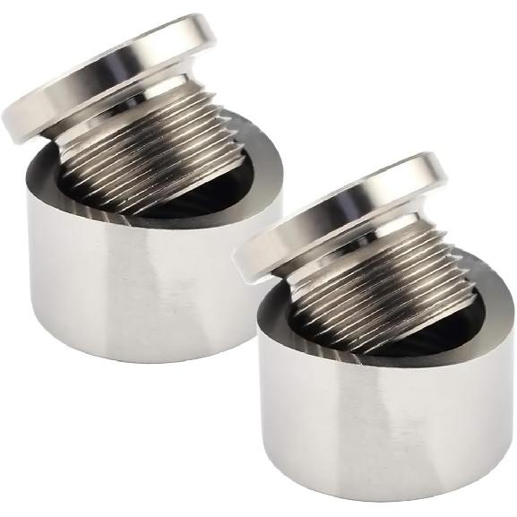 2 Pair M18 X 1.5 Notched Style Bung and Plug, Stainless Steel Fitting Plugs Car Oxygen Sensor Mounting Bungs, Universal Weld Plugs Auto Sensor