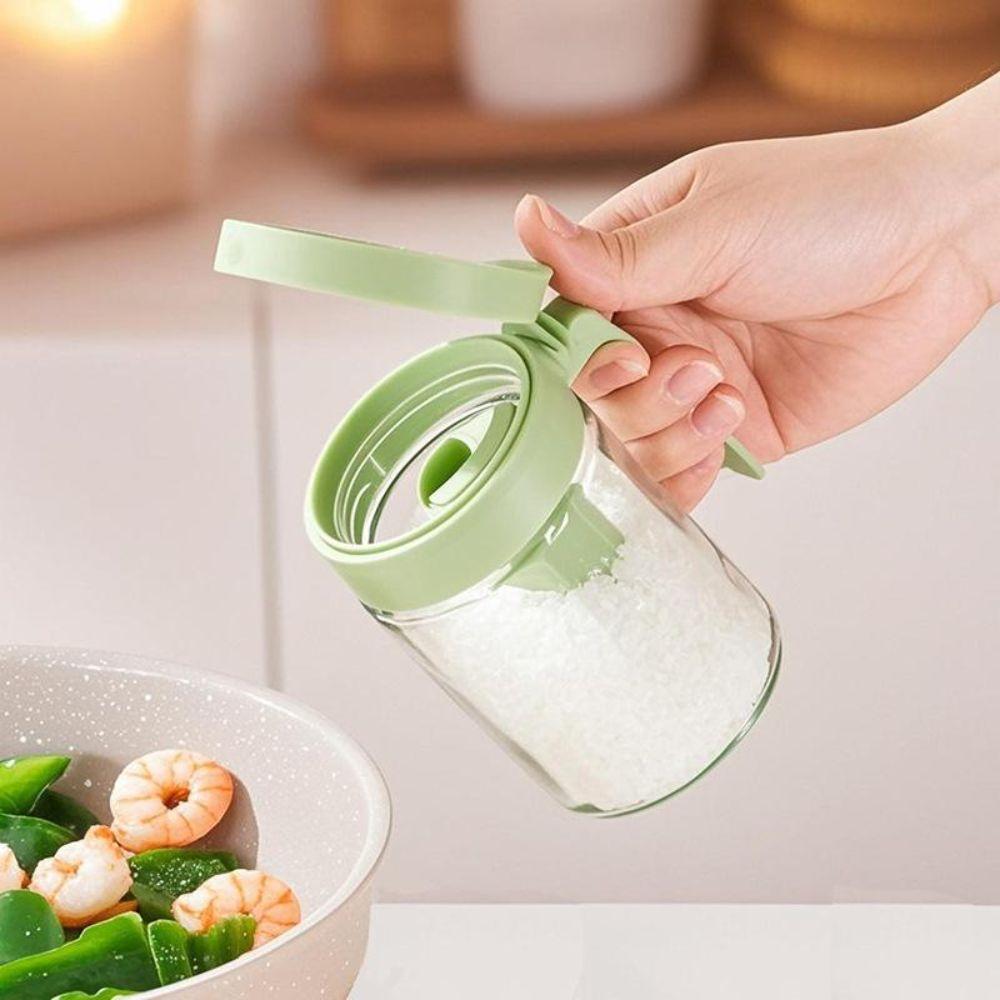 Clear Glass Glass Spice Jar Self Sealing Lid Automatic Sealing Container Cooking Flavor Storage