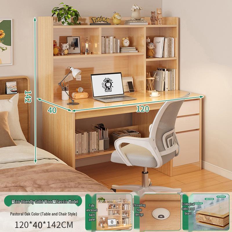 Modern Computer Desk with Bookshelf & Storage for Home, Office, Bedroom & Study Room