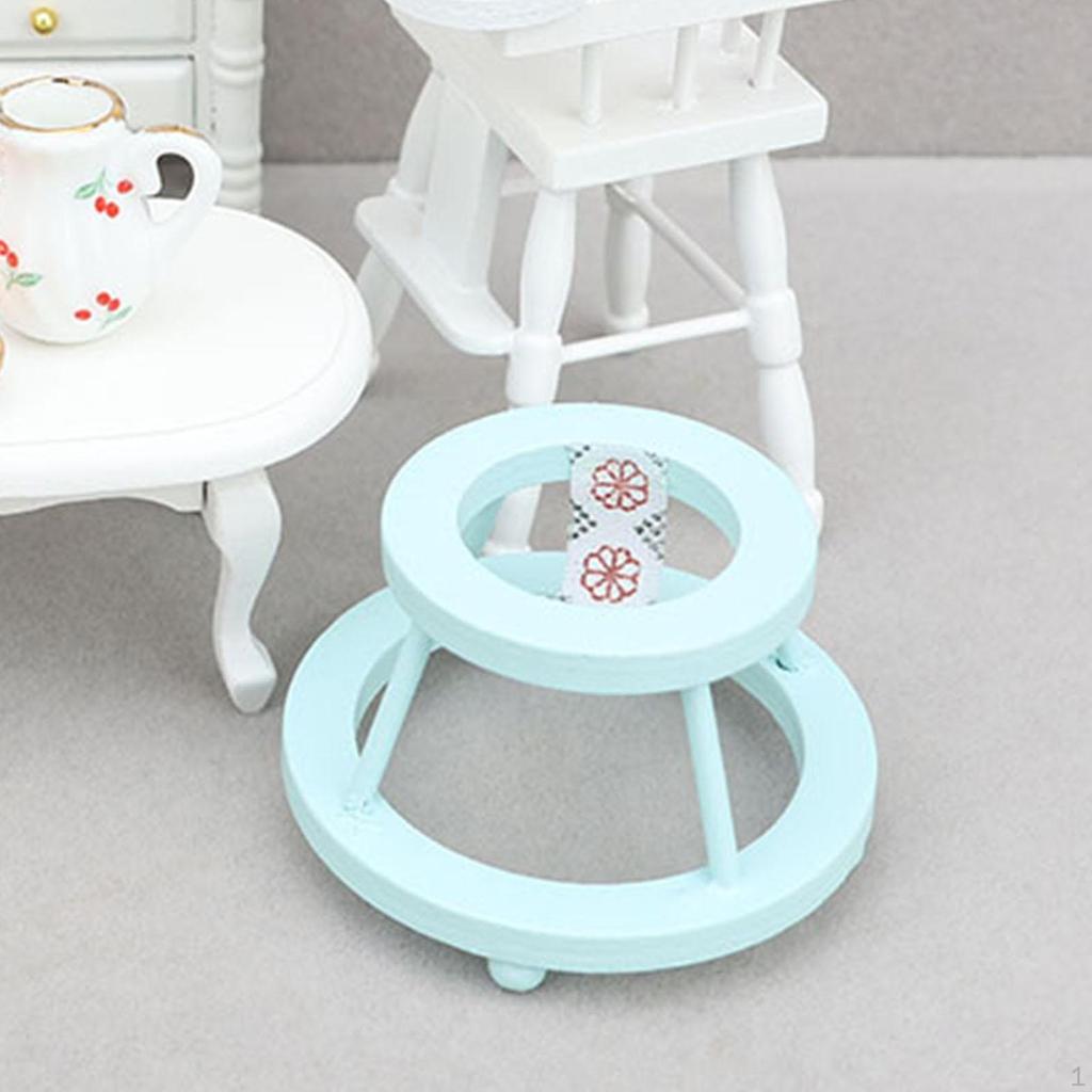 1/12 Dolls House Doll Walkers Mini Stroller Prop Adornment Micro Scene Baby Room for