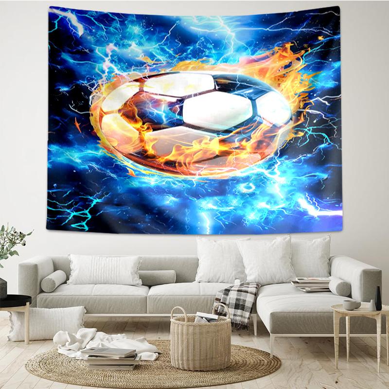 Fußball, der durch Wandteppich für Schlafzimmer, Wohnzimmer, Spielzimmer, Dekorations-Kunstzimmer Wandbehang platzt, Feiertags- und Geburtstagsgeschenke