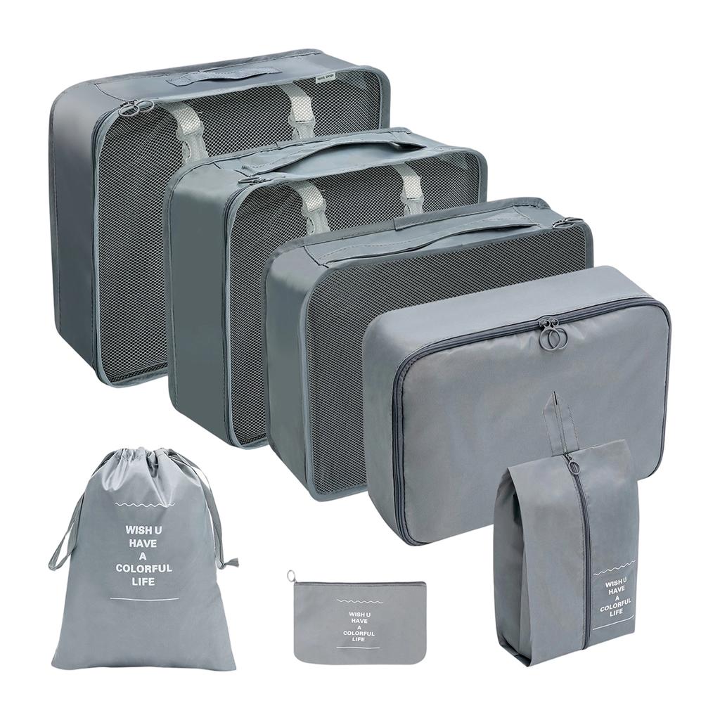 7 Piece Travel Packing Organizer Set Large Capacity Luggage Storage Bags Waterproof Portable Clothes Shoes Storage Pouches
