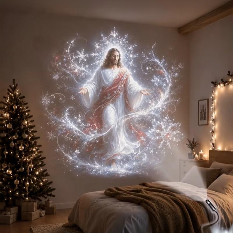 Creative Christmas Pattern Theme Usb Projection Light 360° Rotating Hd Projection Lamp For Bedroom Home Background Decor