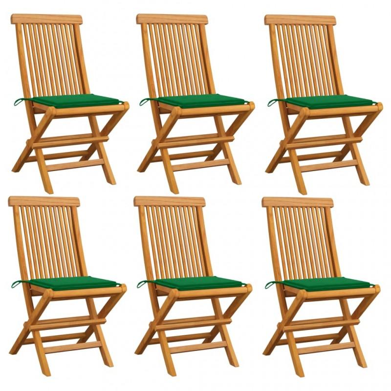 Day and Night - Day and Night Garden Chairs 6 Units with Green Teak Wood Cushions