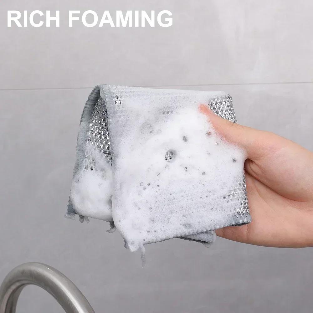 10/1pcs Steel Wire Cleaning Cloths Double Sided Non-stick Oil Washing Pan Pot Rags Kitchen Dishes Coffee Stain Grid Dish Cloth