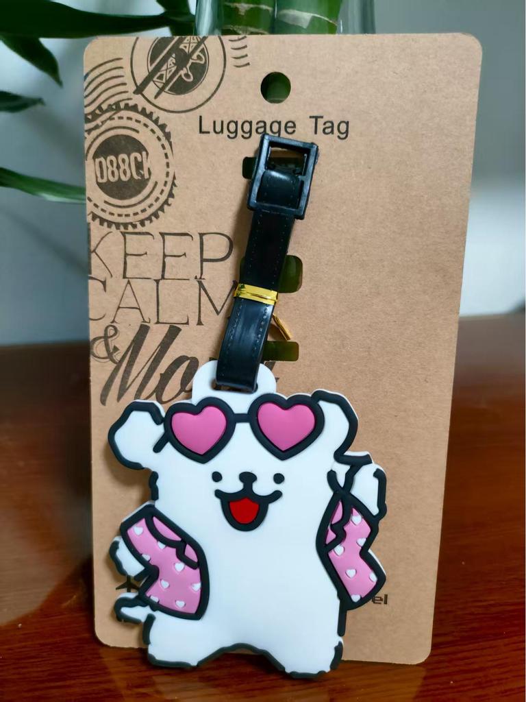 Etichetă moale din cauciuc pentru bagaje, cu desene animate: Bichon Maltez, Golden Retriever și Corgi