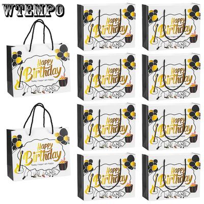 WTEMPO DIY Foldable Paper Birthday Party Gift Boxes Universal Storage Handbags Happy Birthday Packaging Bags Shopping Travel Portable Bags