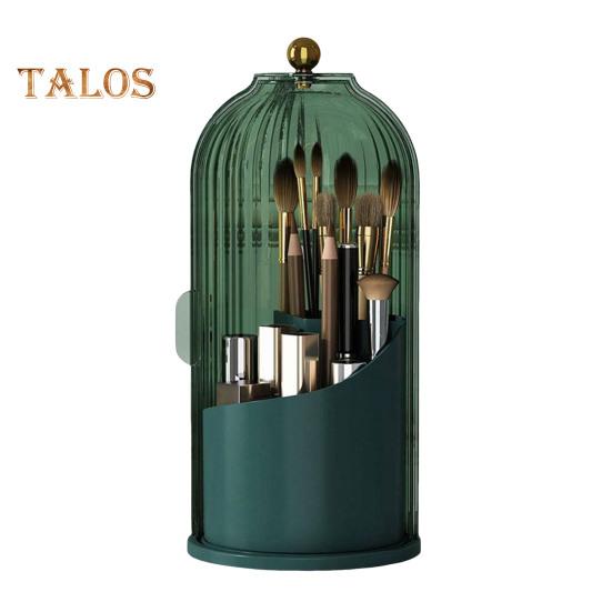 

Многофункциональный вращающийся на 360 градусов органайзер для кистей для макияжа с прозрачной крышкой, пылезащитный, вместительный органайзер для кистей для макияжа зелёный