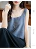 100% Wool Osmanthus Stitch Women's Camisole Vest - Sleeveless Knit Base Layer for Autumn/Winter.