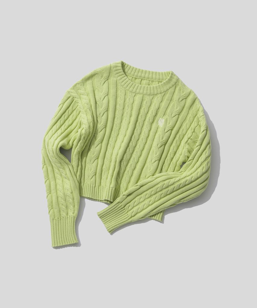 PLAC WOMEN Cable Crop Knit Light Green