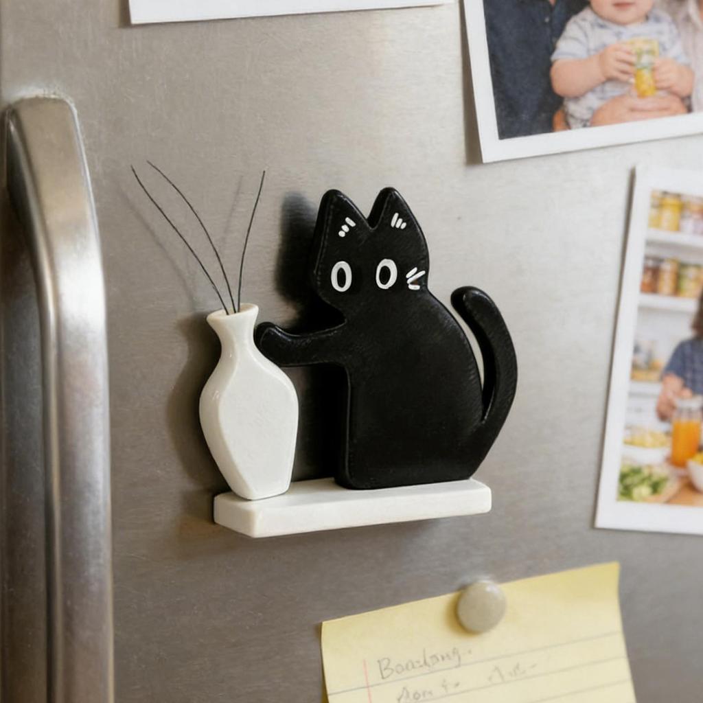 Cat Whisker Holder Magnets Cute Magnetic Refrigerator Ornament Kawaii Cat Push Vase Desk Decor Acrylic Pet Memorial Decor Holder