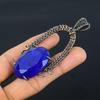 Blue Sapphire Pendant, Handmade Gemstone Pendant, 999 Copper Wire Wrapped Pendant Antique Jewelry, For Engagement Gift