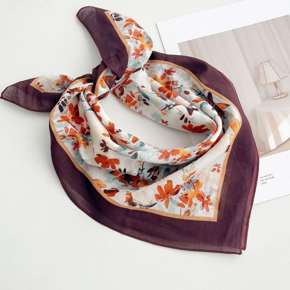 Breathable Cotton Square Scarf Korean Small Scarves Elegant Square Handkerchief  Beach