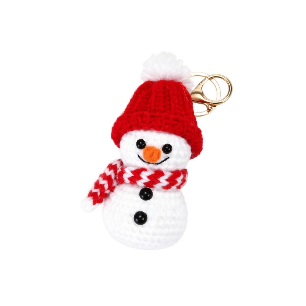 Cute Crochet Snowman and Santa Keychain Pendant Christmas Bag Charm for Keys
