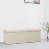 Foldable Storage Bench Cream White Linen Look