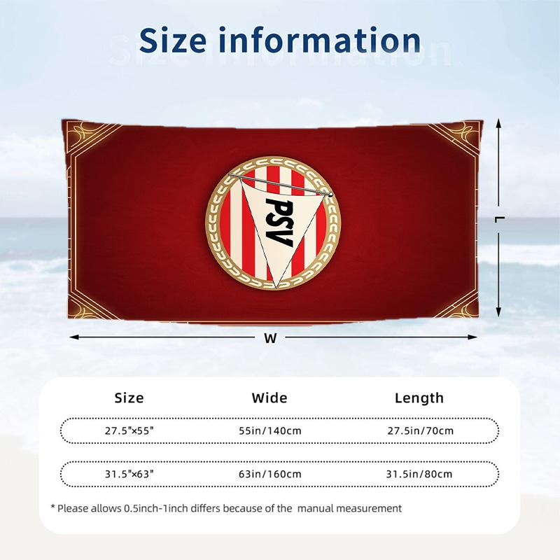 Telo da Spiaggia PSV Eindhoven FC Stampa Asciugatura Rapida Microfibra Assorbente Portatile da Viaggio Asciugamano da Nuoto