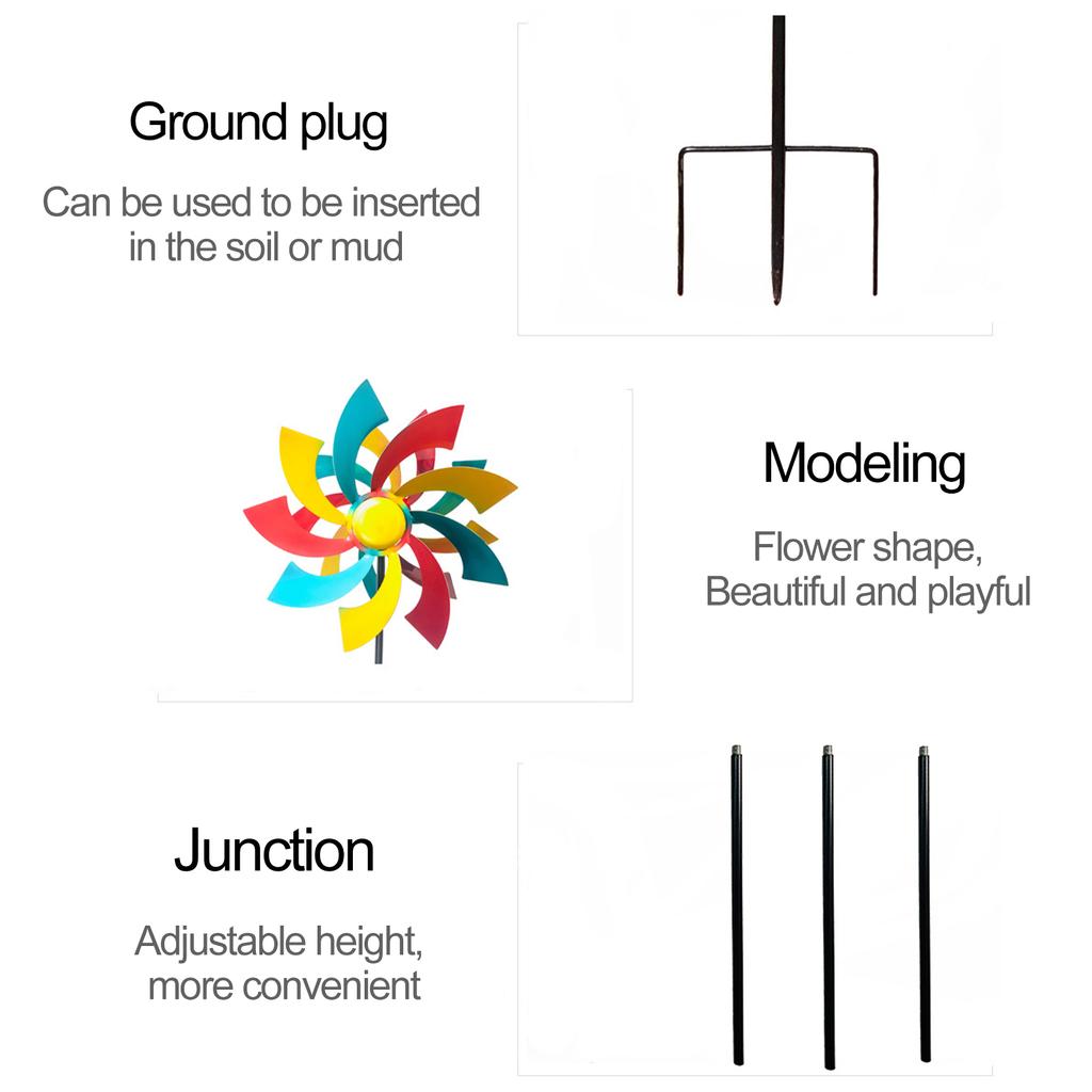 Zahradní dekorace Větrné mlýnky Obousměrná rotace Vodotěsný Kovový větrný mlýnek odolný proti UV záření pro