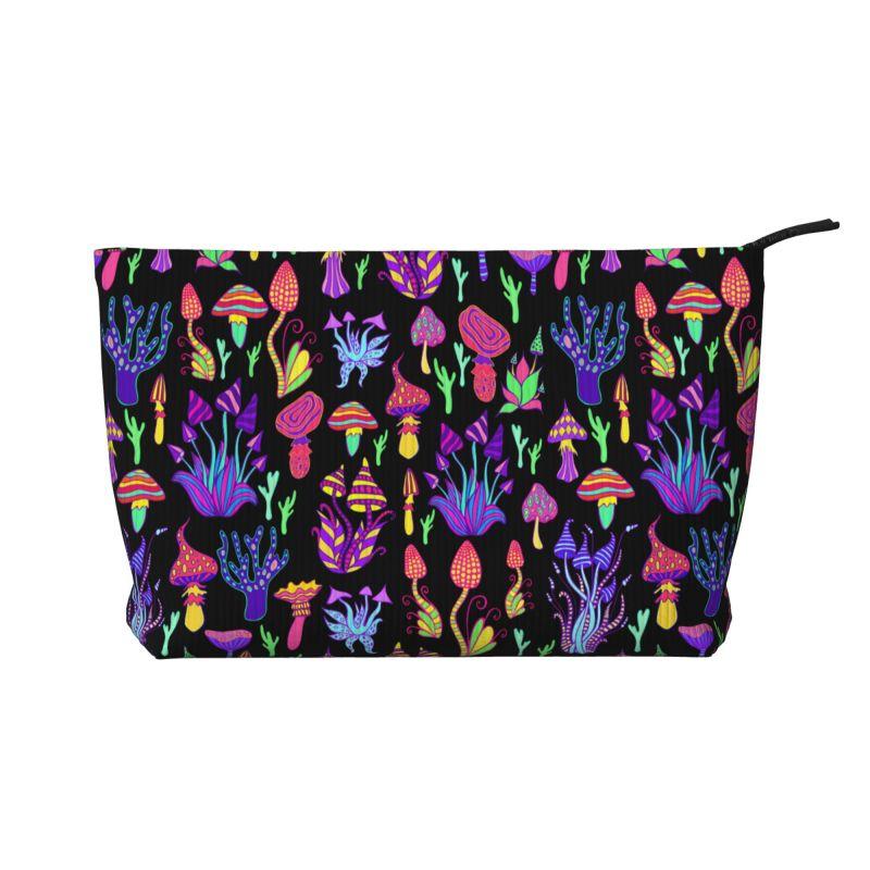 

Custom Psychedelic Mushrooms Travel Toiletry Bag Corduroy Cosmetic Makeup Organizer Women Portable Beauty Storage Dopp Kit Box