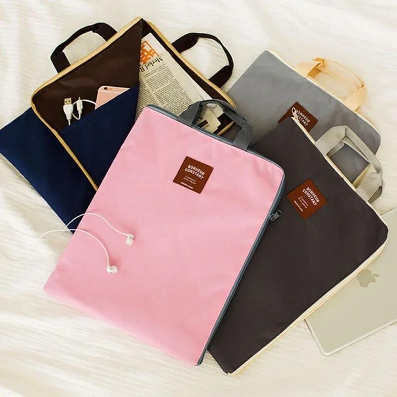 Folder Folder Storage Cloth Bag Set Suitable for A4 Paper Portable Pocket Bill Bag Folder Office Student Supplies