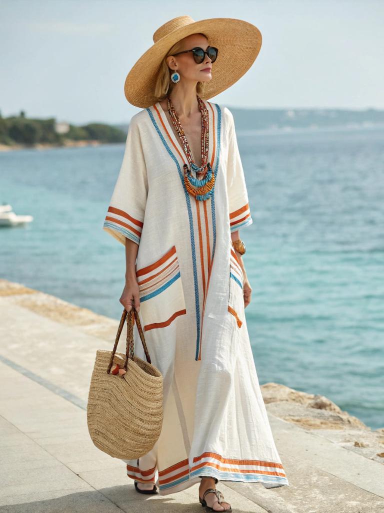 Women's Long Sleeve Boho Print Maxi Shirt Dress