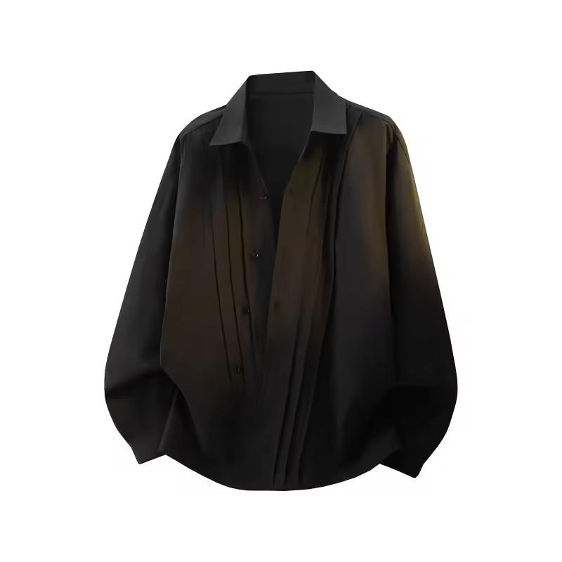 2026 Frühling Sommer Herren Schwarz Weiß Hemd Herren Trendiges Design Hemden Herren Freizeit Locker Hemd Herren Langarm Koreanisches Hemd