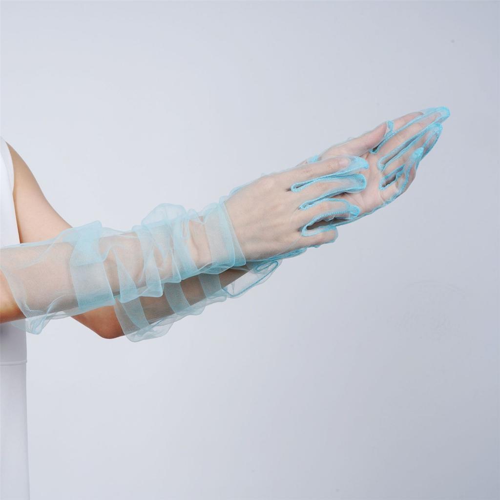 1pair Long Meshes Gloves Elegant Bridal Mittens Transparent Women Gloves for Bride and Bridesmaids