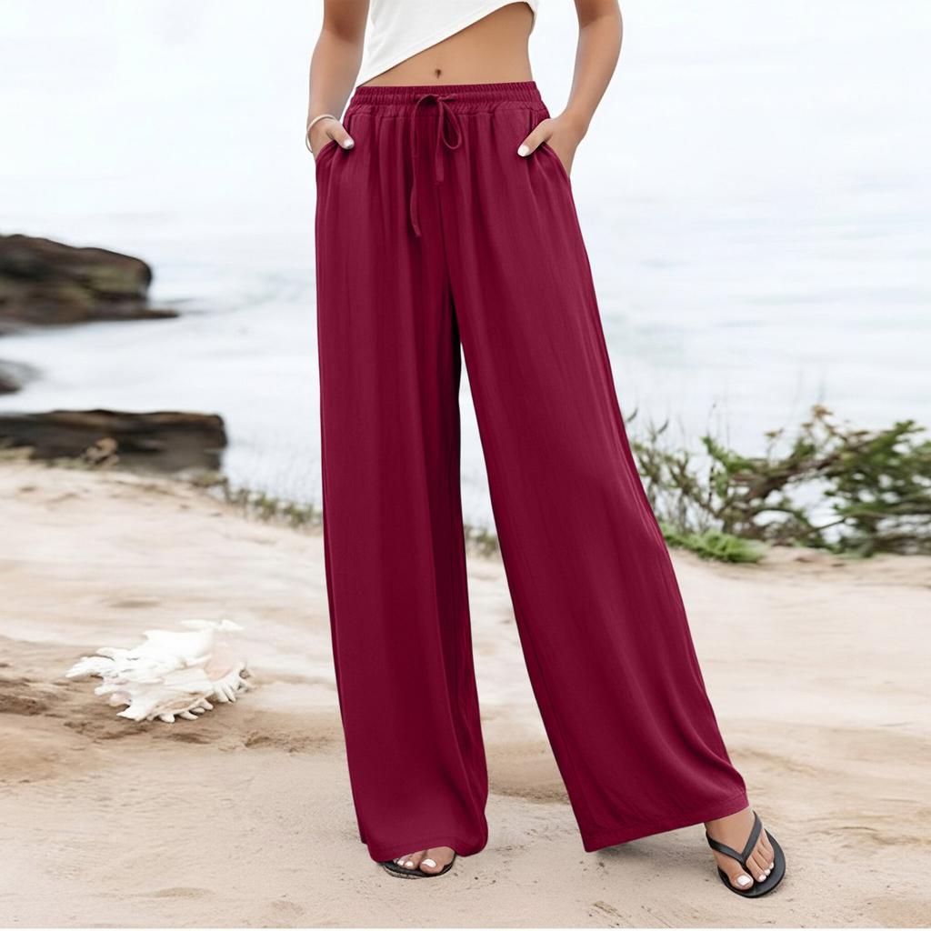 Damen Palazzo-Hose, Sommer, lässig, fließend, weites Bein, Strand, Reisen, Urlaub, Outfits