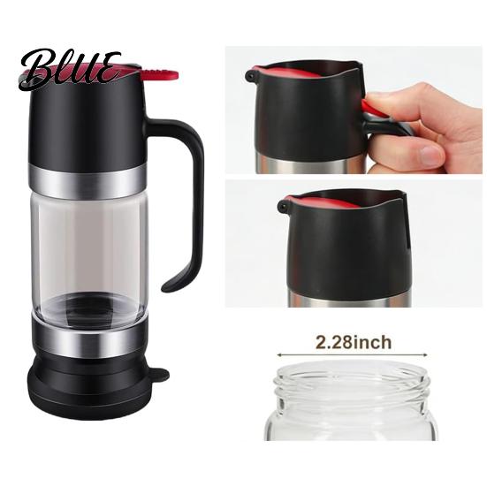 Honey Storage Jar Glass Press Dispenser Bottle Syrup & Sauce Container with No-Drip Spout Spill-free Pourer BPA-Free Plastic for Kitchen Coffee