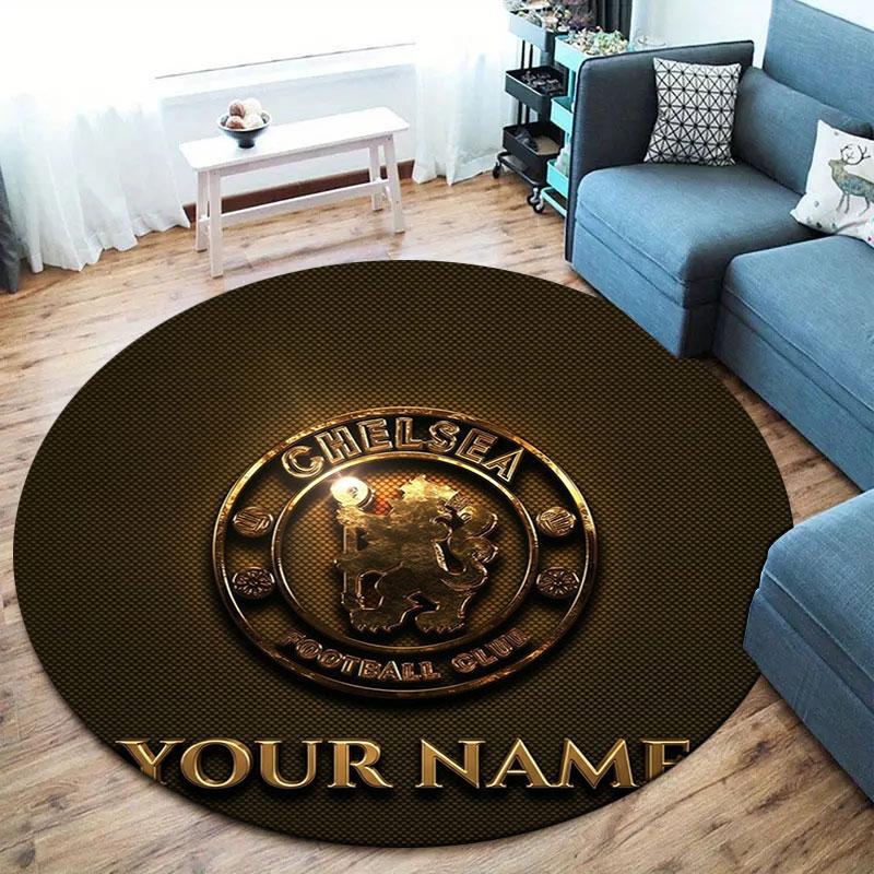 Chelsea F Custom Name Round Area Rug,Carpet Rug for Living Room Bedroom Sofa Playroom Decor,Non-slip Floor Mat