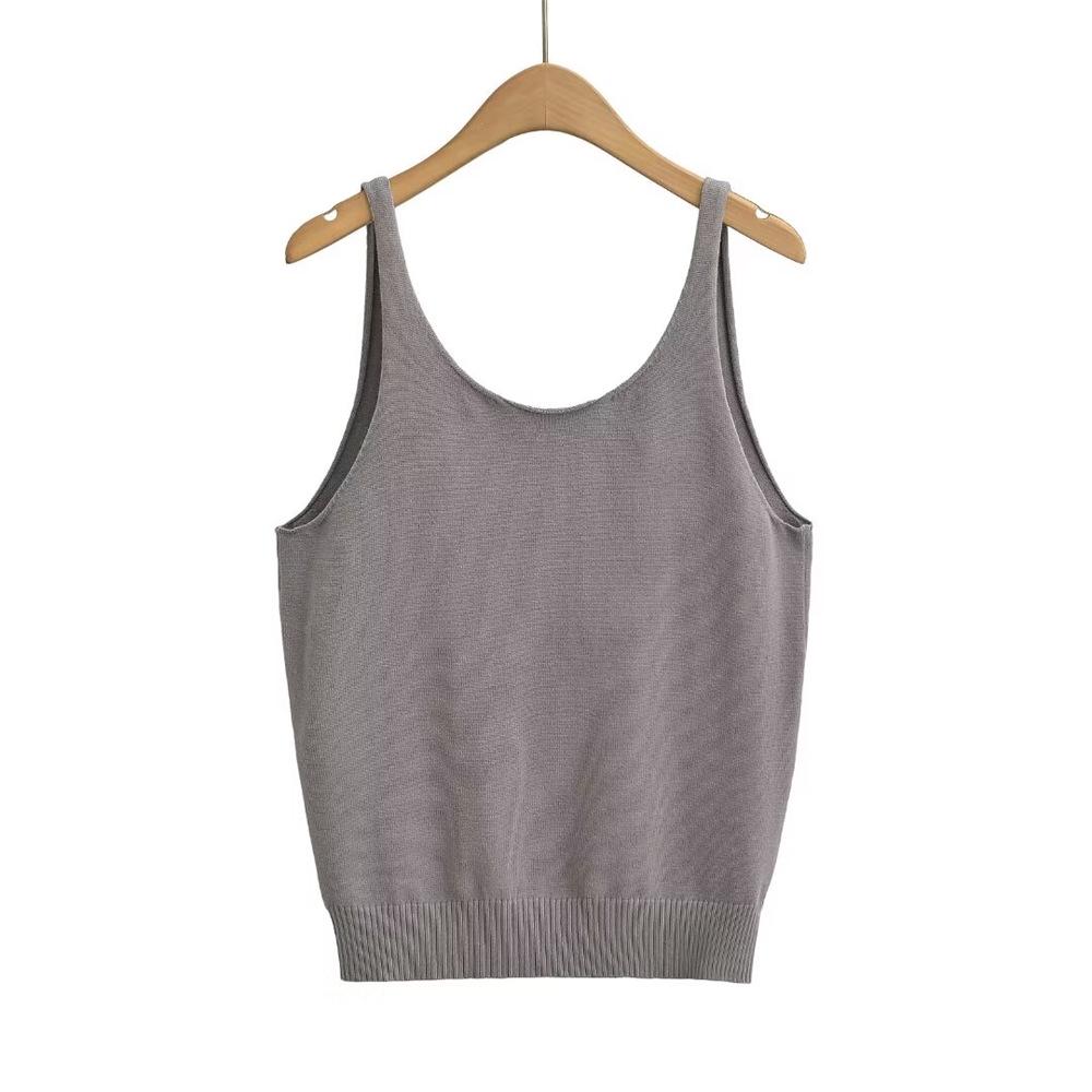 Trendy Women's Sexy Backless Knitted Tank Top - Summer Solid Color Camisole