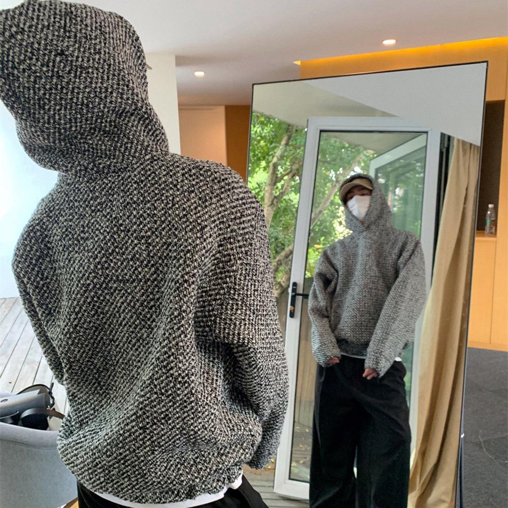 Винтажная текстура с капюшоном толстовка женская 2024 осень Y2k свободные длинные рукава — фото 10