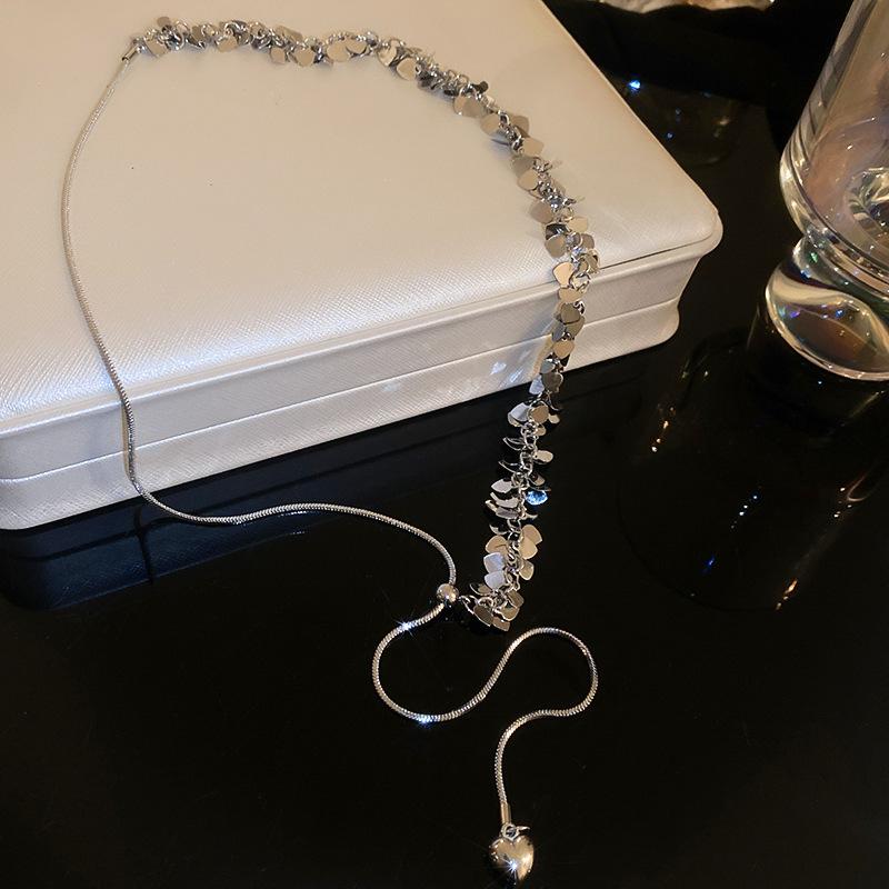 Korean super flash diamond bow tassel necklace fashion personality collarbone chain necklace women