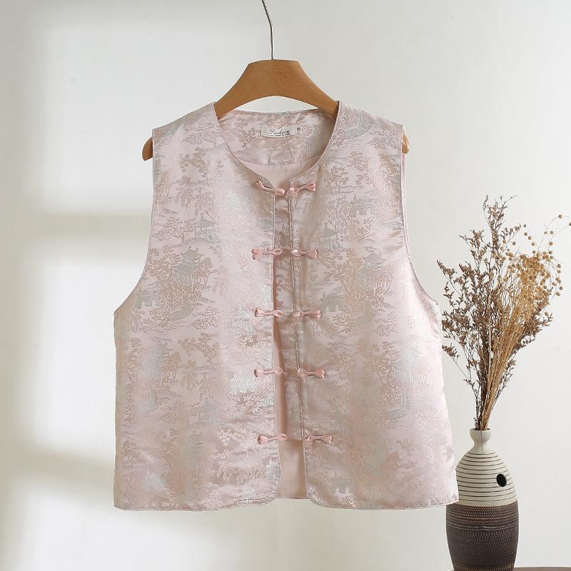 New Jacquard Buckle Vest Women's High-end Design Sense Retro Banquet Outside Vest