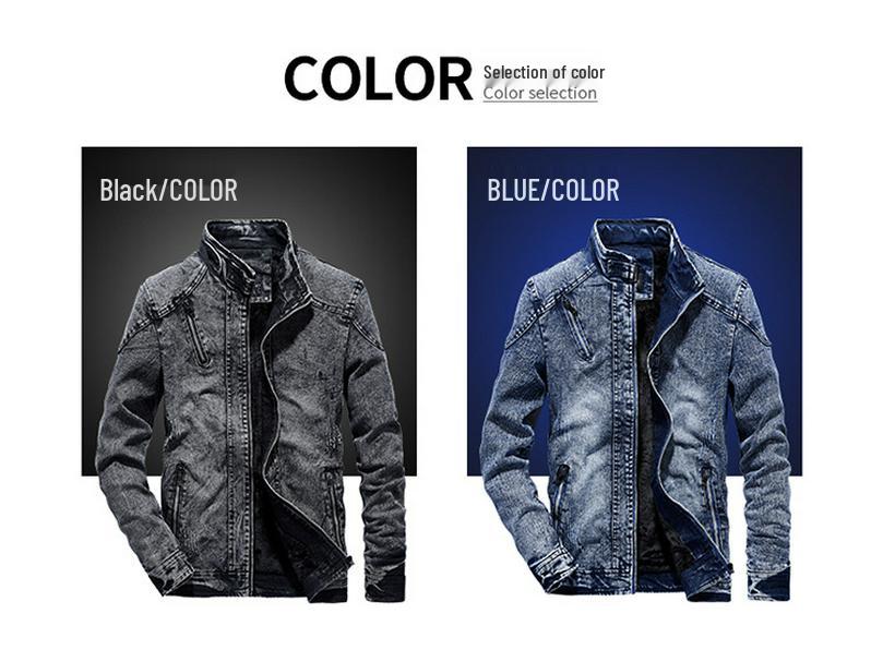 2021 Men's Retro Slim Fit Cotton Denim Jacket - Korean Style for Autumn/Winter