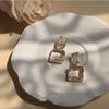 Retro Hong Kong Style High-end Transparent Gemstone Geometric Earrings