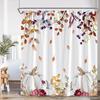 Autumn Pumpkin Shower Curtains Fall Watercolour Plant Leaves Modern Minimalist Polyester Fabric Home Bathroom Decor With Hooks
