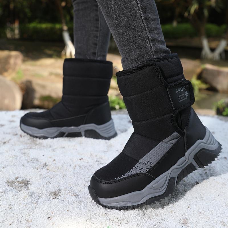 Rutschfeste und verschleißfeste High-Top-Schneestiefel für Kinder mit Plüschisolierung, Baumwollschuhe, Herren- und Damenschuhe