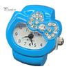 Cat Shape Ring Watch Cartoon Finger Rhinestone Bowknot Elastic Stainless Steel Band Women Birthday Gift Fashion Accessories