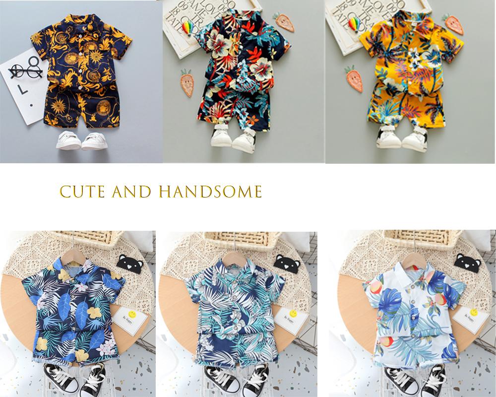 Handsome Boys Summer Clothes Children's Clothing Men's Small And Medium-sized Children's Shirt Korean Girls Short-sleeved Baby Clothes Beach