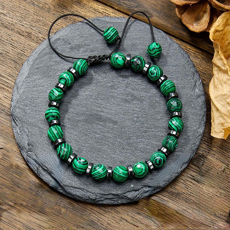 4 Styles Fashionable Malachite Bracelet, Natural Stone Beads Bracelet for Men and Women Valentine's Day Gift