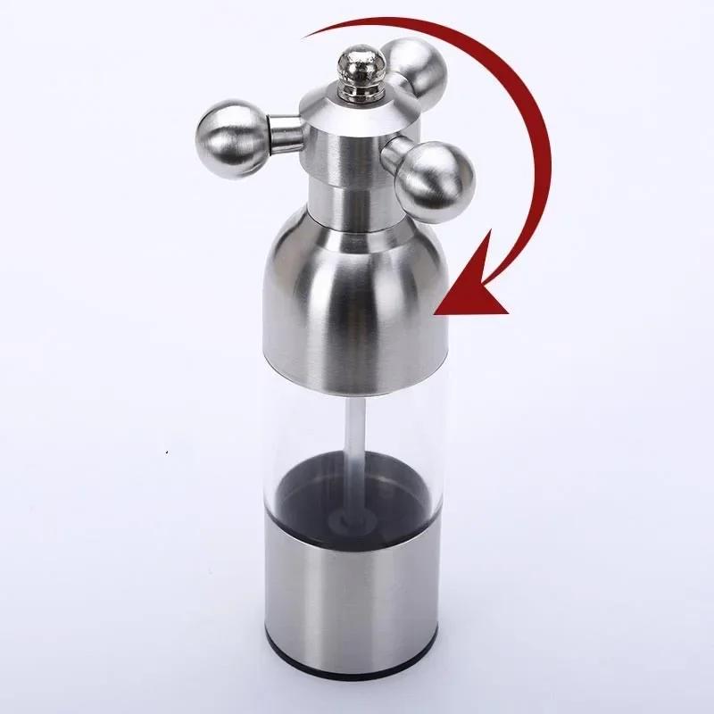 304 Stainless Steel Manual Pepper Grinder Faucet Shape Black Pepper Mill Seasoning Bottle Food Safe Ceramic Burr Salt Grinder