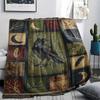 Crow Print Flannel Blanket, High quality Comfortable for All Seasons, Home Decor, Warmth and Comfort, Perfect for Christmas Gifts47