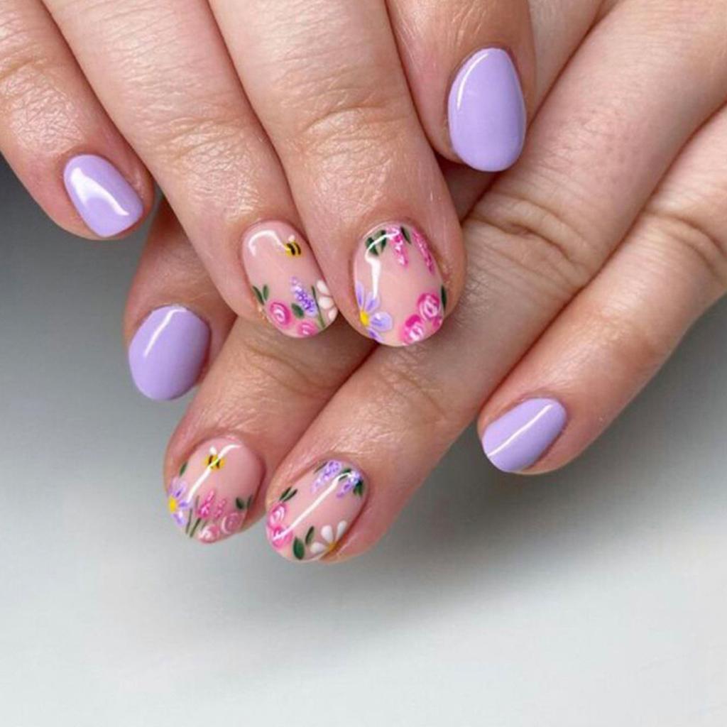 Quadratische Aufklebenägel Blume Falsche Nägel Aufklebenägel in 12 Größen, 24 Stück Französische Nagelspitzen für DIY Nagelkunstdekorationen