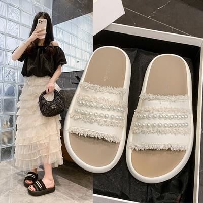 2025 nieuwe Franse retro eenwoordslippers voor dameszomerkleding met rokken, metalen mode strand eenwoordslippers voor dames