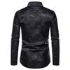 Men's Long Sleeve Fashionable Shirt Rose Print Casual Button Shirts Men Lapel Spring Formal Clothing